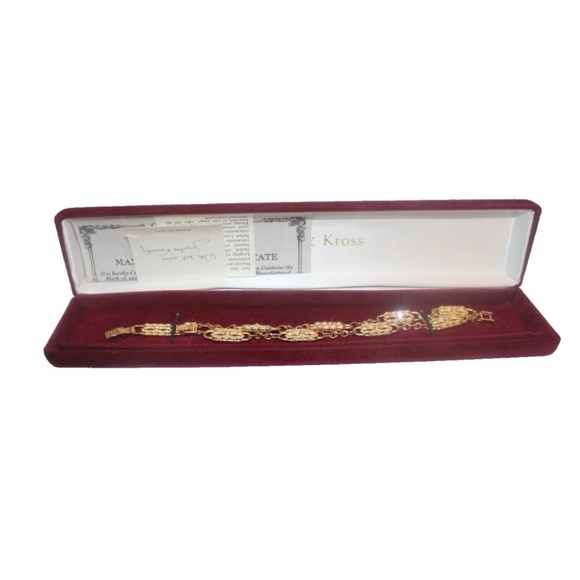 Camrose & Kross Jacqueline Kennedy Paper Clip Bracelet 24K Gold Plated with Crys - Picture 1 of 10